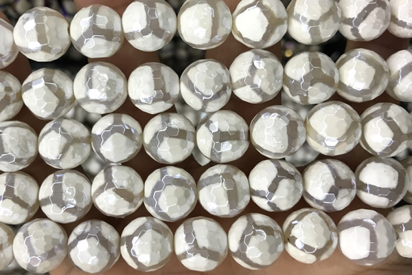 AGAT22 15 inches 12mm faceted round AB-color tibetan agate beads
