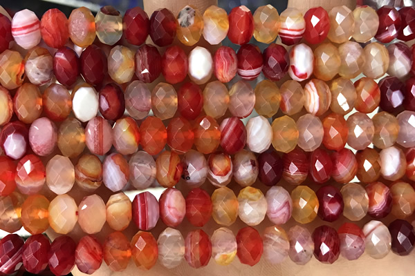 AGAT83 15 inches 5*8mm faceted rondelle banded agate gemstone beads