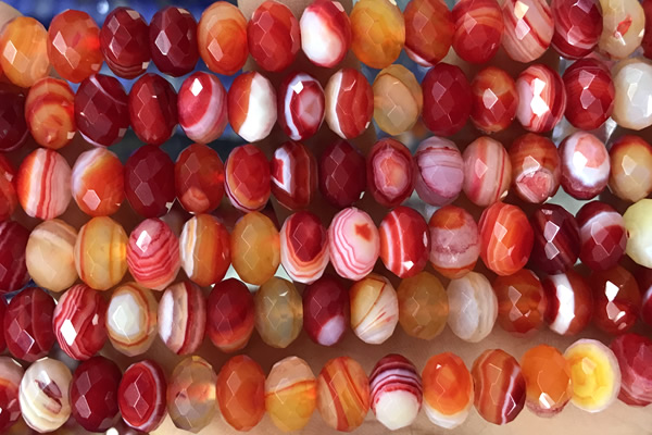 AGAT84 15 inches 6*10mm faceted rondelle banded agate gemstone beads