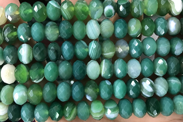 AGAT86 15 inches 6*10mm faceted rondelle banded agate gemstone beads