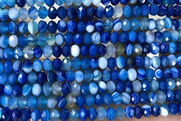 AGAT89 15 inches 4*6mm faceted rondelle banded agate gemstone beads
