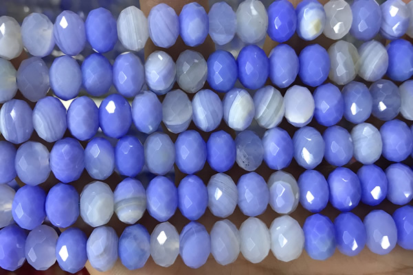 AGAT95 15 inches 6*10mm faceted rondelle banded agate gemstone beads