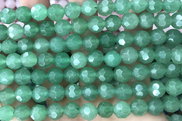 AVEN01 15 inches 8mm faceted round green aventurine gemstone beads