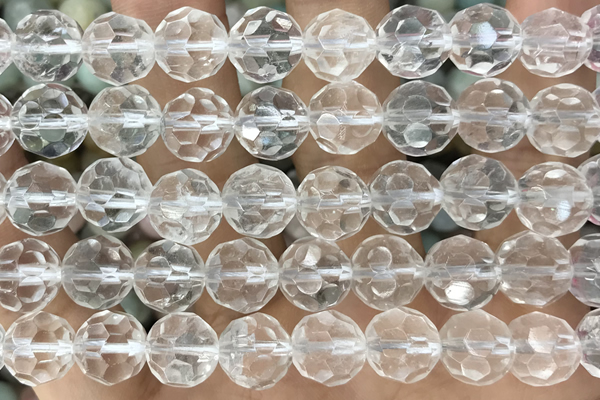 CRYS01 15 inches 10mm faceted round white crystal gemstone beads