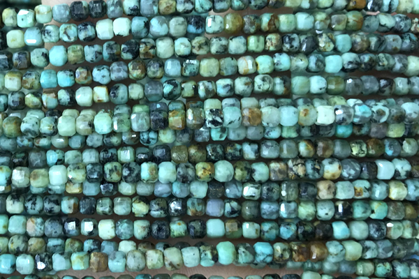 CUBE05 15 inches 3mm faceted cube african turquoise gemstone beads