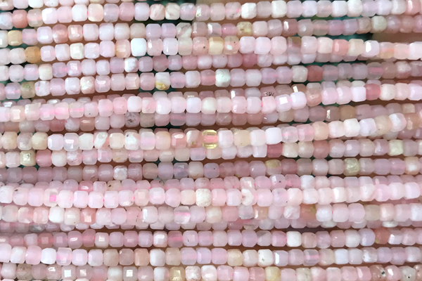 CUBE10 15 inches 2mm faceted cube pink opal gemstone beads