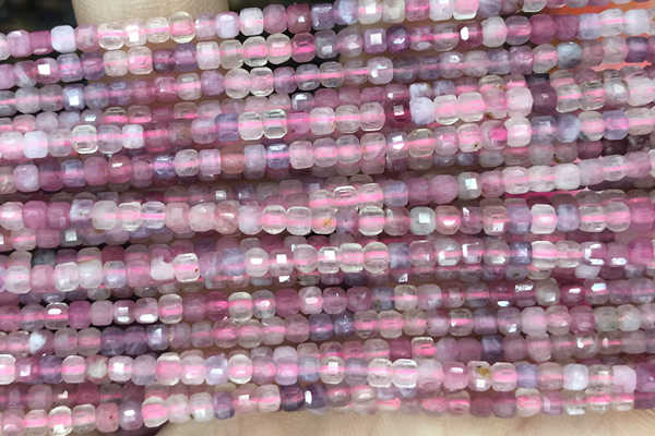 CUBE108 15 inches 2.5mm faceted cube tourmaline gemstone beads