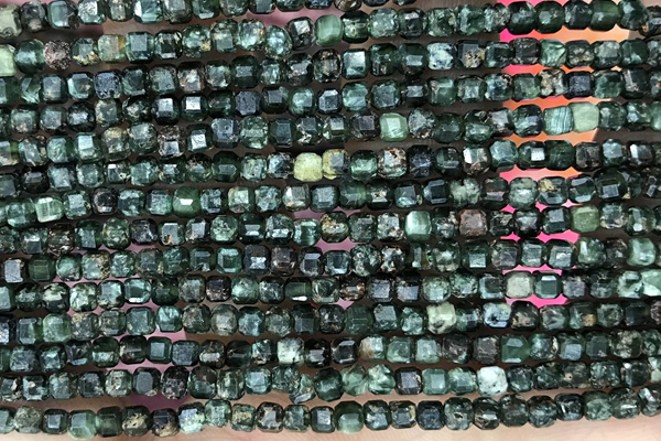 CUBE109 15 inches 3mm faceted cube seraphinite gemstone beads