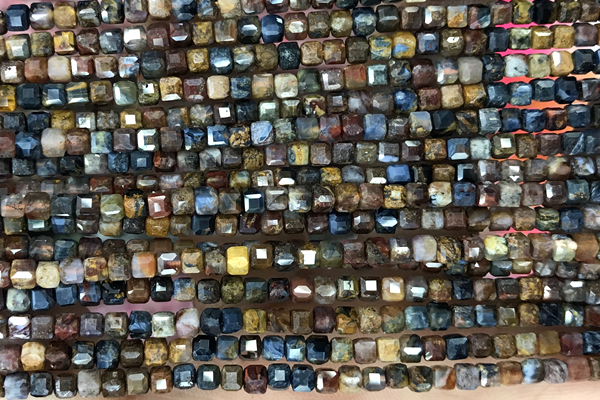 CUBE111 15 inches 3mm faceted cube pietersite gemstone beads