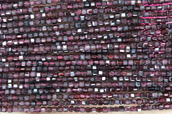 CUBE121 15 inches 2 mm faceted cube garnet gemstone beads