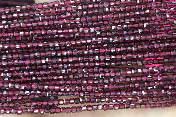 CUBE122 15 inches 2 mm faceted cube garnet gemstone beads