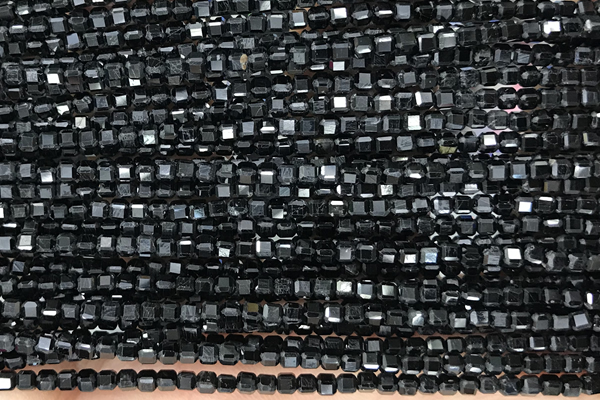 CUBE124 15 inches 3mm faceted cube black tourmaline gemstone beads