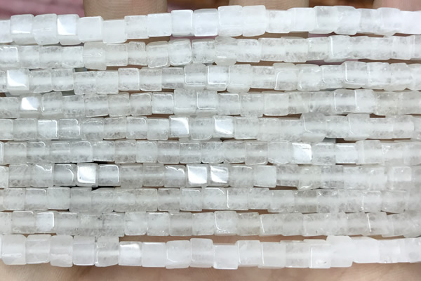 CUBE130 15 inches 4mm cube white jade gemstone beads