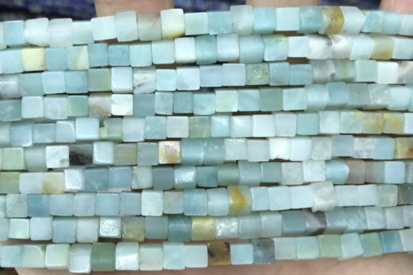 CUBE134 15 inches 4mm cube amazonite gemstone beads