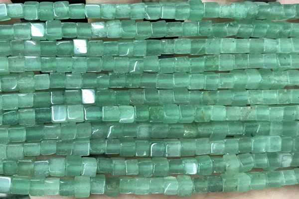 CUBE136 15 inches 4mm cube green aventurine gemstone beads