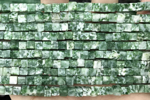 CUBE137 15 inches 4mm cube Qinghai jade gemstone beads