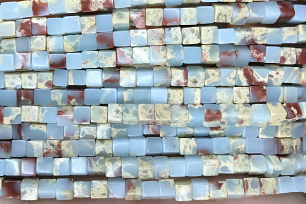 CUBE138 15 inches 4mm cube serpentine jasper gemstone beads