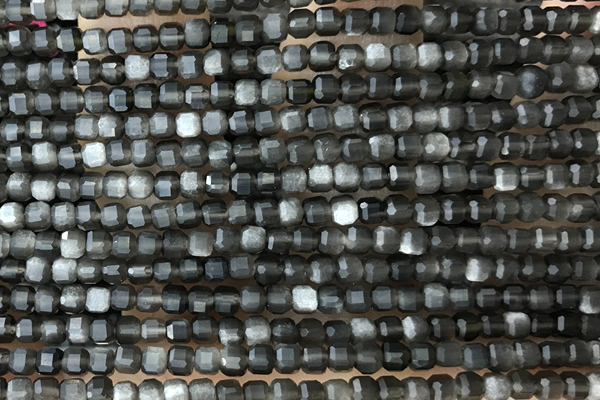 CUBE14 15 inches 3mm faceted cube black obsidian gemstone beads