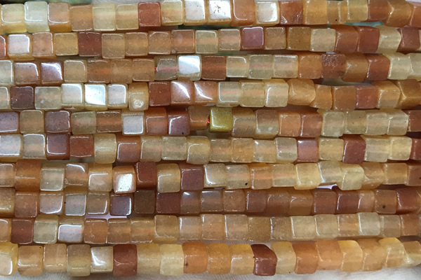 CUBE146 15 inches 4mm cube red aventurine gemstone beads