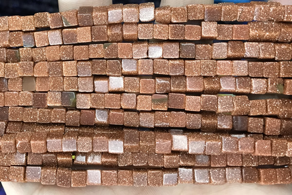 CUBE149 15 inches 4mm cube goldstone gemstone beads