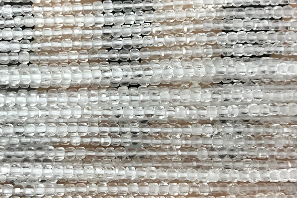 CUBE15 15 inches 2mm faceted cube white crystal gemstone beads