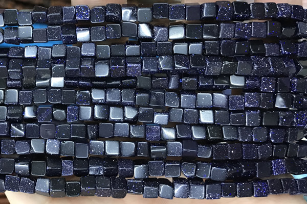 CUBE153 15 inches 4mm cube blue goldstone gemstone beads