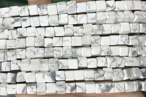 CUBE161 15 inches 6mm cube howlite turquoise gemstone beads