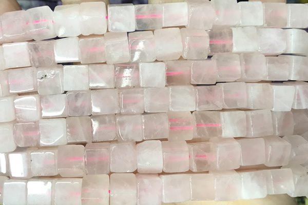CUBE190 15 inches 8mm cube rose quartz gemstone beads