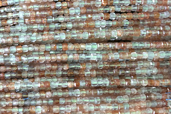CUBE21 15 inches 2.5mm faceted cube Arusha quartz gemstone beads
