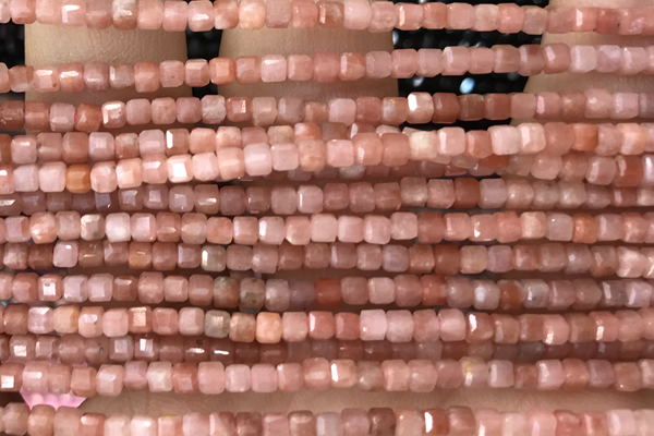 CUBE37 15 inches 2.5mm faceted cube moonstone gemstone beads