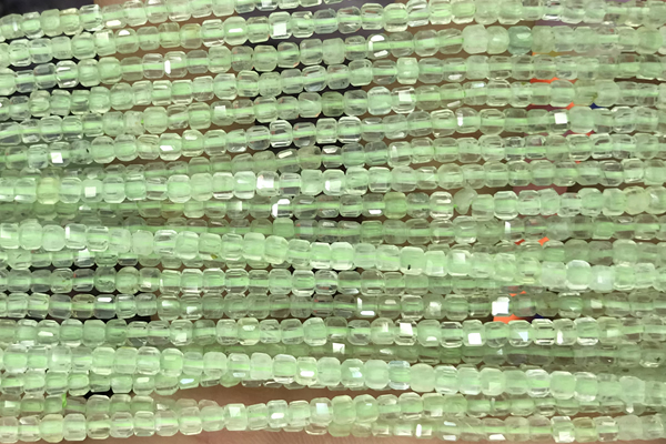 CUBE43 15 inches 2.5mm faceted cube prehnite gemstone beads