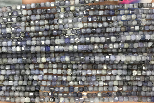 CUBE51 15 inches 2.5mm faceted cube iolite gemstone beads