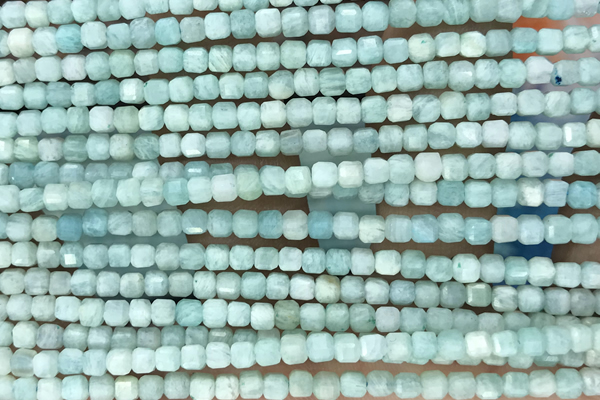 CUBE59 15 inches 2.5mm faceted cube amazonite gemstone beads