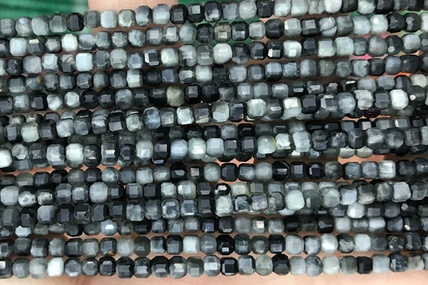 CUBE69 15 inches 3mm faceted cube eagle eye jasper gemstone beads