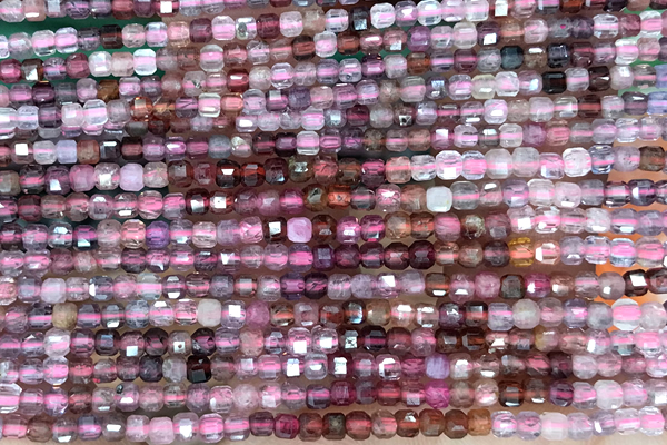 CUBE70 15 inches 2.5mm faceted cube pink spinel gemstone beads