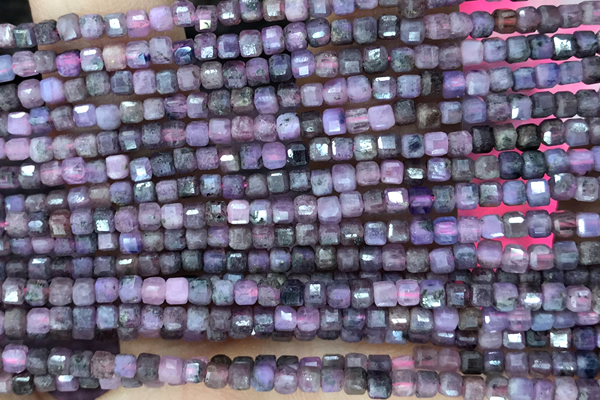 CUBE75 15 inches 2.5mm faceted cube ruby sapphire gemstone beads