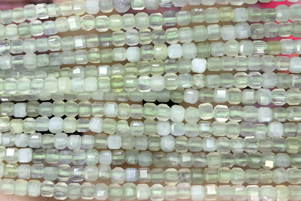 CUBE81 15 inches 3mm faceted cube prehnite gemstone beads