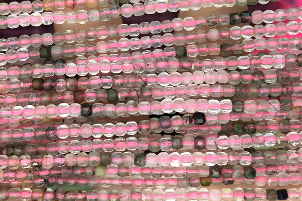 CUBE82 15 inches 3mm faceted cube quartz gemstone beads