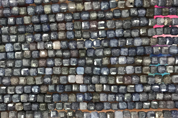 CUBE87 15 inches 3mm faceted cube sapphire gemstone beads