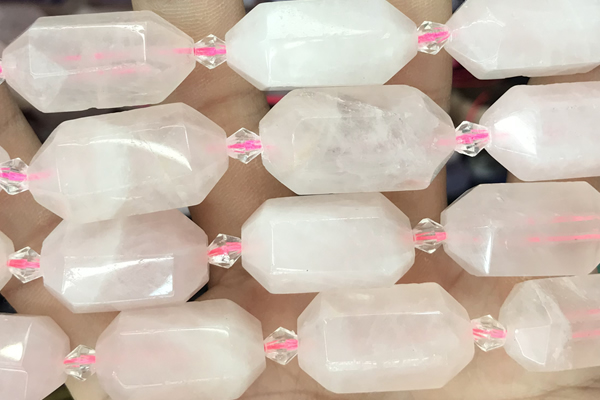 NUGG17 15 inches 12*25mm – 13*28mm faceted nuggets rose quartz beads