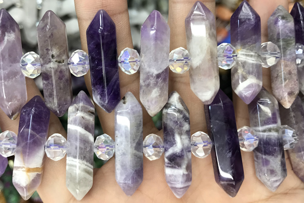 NUGG34 15 inches 8*32mm faceted nuggets dogtooth amethyst gemstone beads