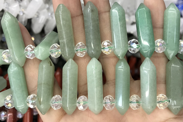 NUGG48 15 inches Top drilled 8*32mm faceted nuggets green aventurine gemstone beads