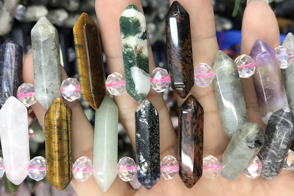 NUGG55 15 inches Top drilled 8*32mm faceted nuggets gemstone beads