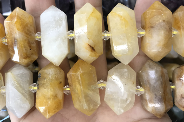 NUGG67 15 inches 12*23mm - 15*30mm faceted nuggets yellow jade gemstone beads