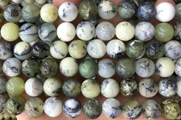 OPAL03 15 inches 10mm round green opal gemstone beads