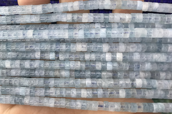 ROND07 15 inches 2*4mm heishi aquamarine gemstone beads