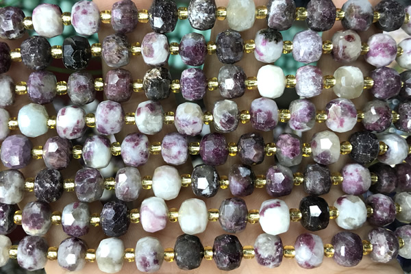 ROND140 15 inches 6*8mm faceted rondelle tourmaline gemstone beads