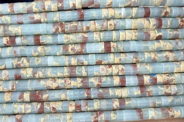 ROND24 15 inches 2*4mm heishi synthetic serpentine jasper beads