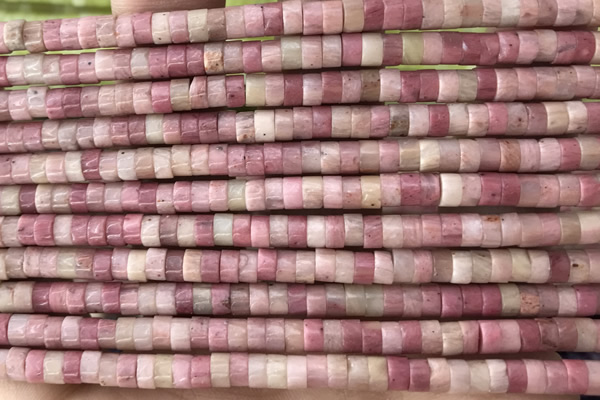 ROND39 15 inches 2*4mm heishi pink wooden jasper beads