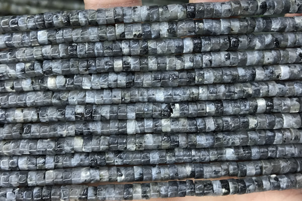 ROND44 15 inches 2*4mm heishi black labradorite gemstone beads